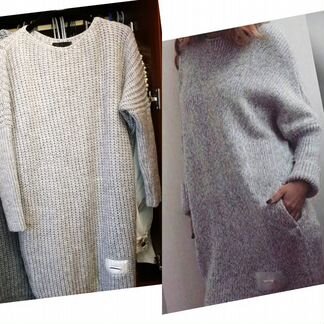 Новое платье вязанное серое Польша