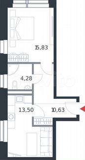 1-к апартаменты, 44.2 м², 18/21 эт.