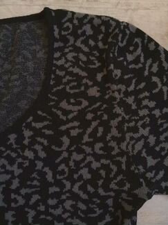 Платье миди трикотажное принт леопард