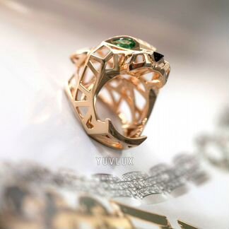 Cartier пантера золотое кольцо цавориты