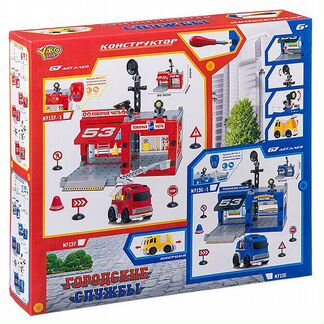 Конструктор с отверткой Yako toys Полицейский участок, с инерционной машиной, 67 деталей (Г87118)