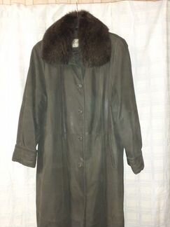 Женское кожанное пальто