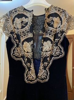 Вечернее бархатное темно-синее платье