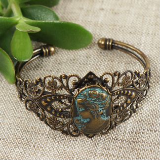 Браслет-камея Винтаж, бронза с патиной (18х25мм)