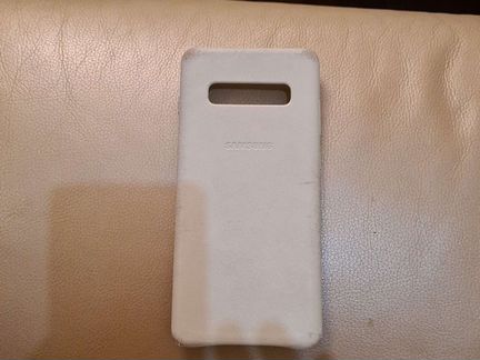 Чехол Samsung S10+ из кожи белый фирменный
