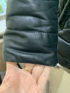 Кожаный пуховик женский