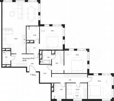 4-к квартира, 161.7 м², 14/17 эт.