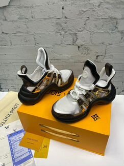Кроссовки Louis Vuitton белые с золотым