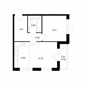 2-к квартира, 47.8 м², 11/26 эт.