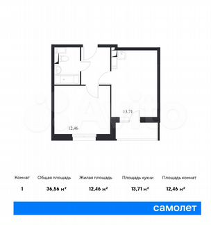 1-к квартира, 36.6 м², 10/14 эт.