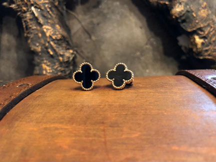 Серьги Van Cleef чёрный оникс