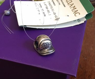 Украшение шарм подвеска серебряная теннис Адамас