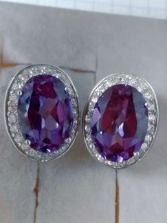Серьги александрит иск бриллианты Большие)