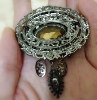 Старинный крупный к-т с подвесками 60г. Чехия