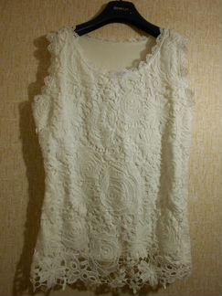 Роскошный белый топ кружевной розы Hовый