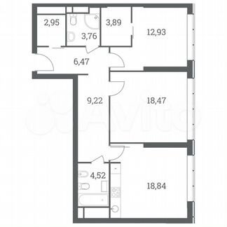 2-к квартира, 81.1 м², 28/51 эт.