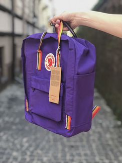 Рюкзак канкен фиолетовый с радужными ручками