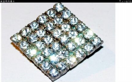 Брошь чешские бриллианты ромб СССР антик 1960х