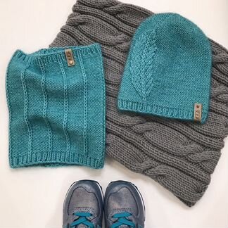 Шапка и снуд из Мериносовой шерсти (р.48-52).Новые