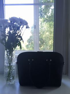 Сумка кожаная чёрная А4