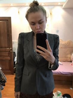 Пиджак zara серый с подплечниками