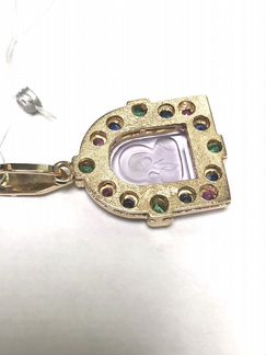 Подвеска 585 пробы изумруды рубины сапфиры