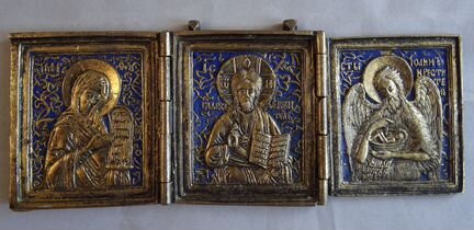 Литье Малый Складень 19 век Эмаль