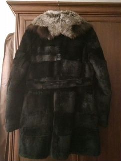 Шуба б/у кролик воротник чернобурка