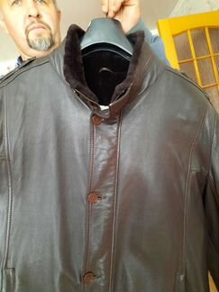 Мужское итальянское полупальто кожанное,подкладка