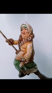 Ватная ёлочная игрушка Баба Яга