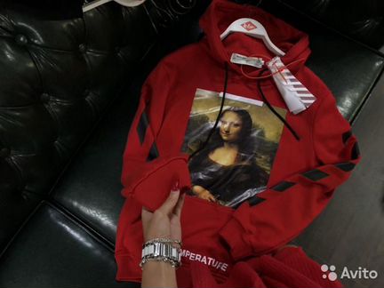 Худи Off-White красная с пломбой Коллекция 2018