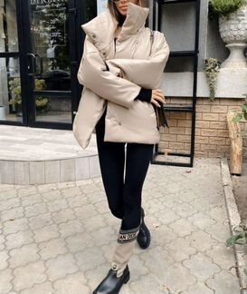 Пуховик женский из экокожи