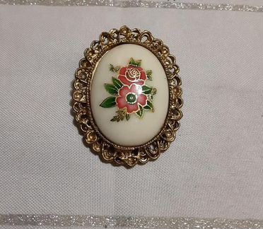 Брошь старинная, бронза,фарфор, Германия